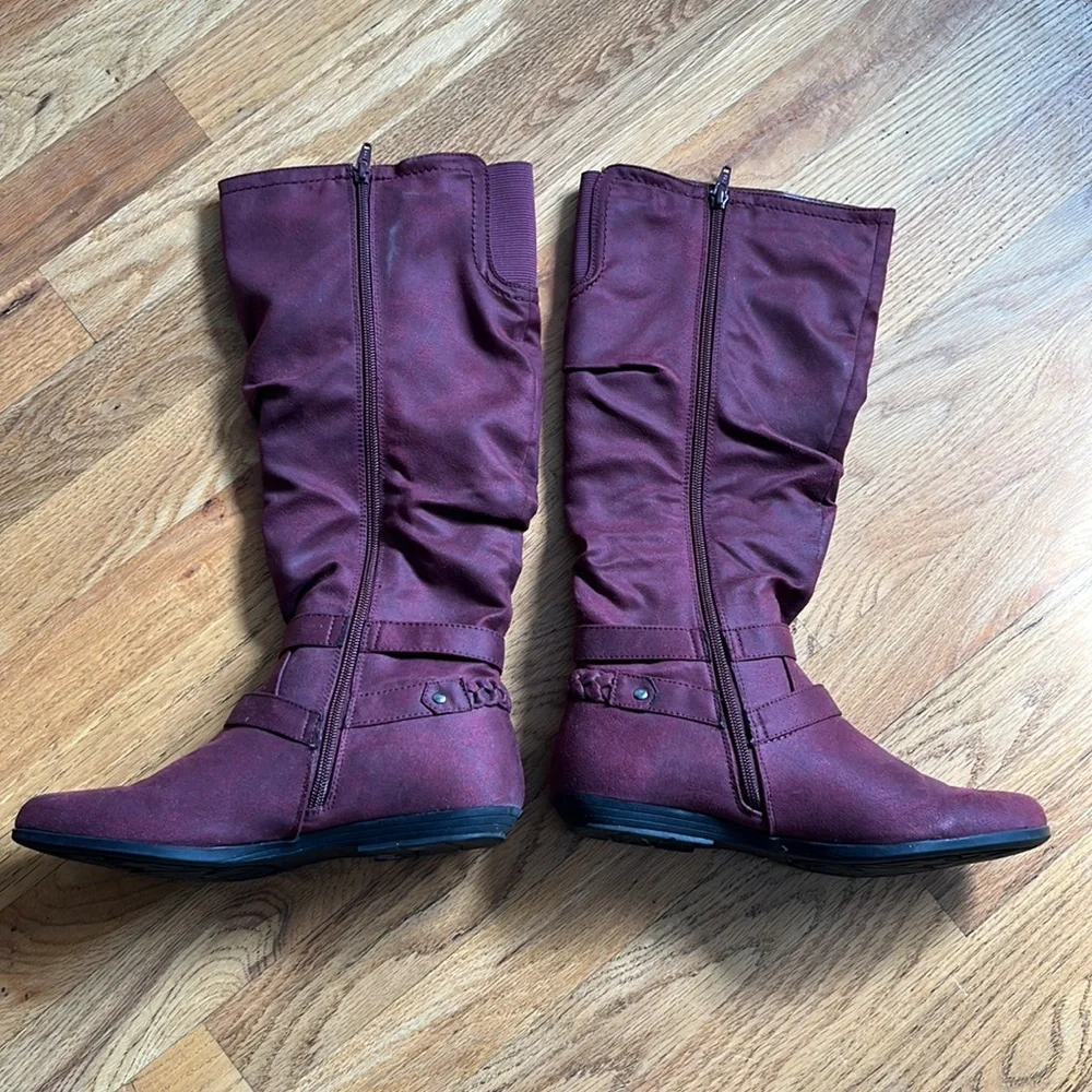 Cliffs by WHITE MOUNTAIN Women's Wine Over-the-Knee Buckle Boots